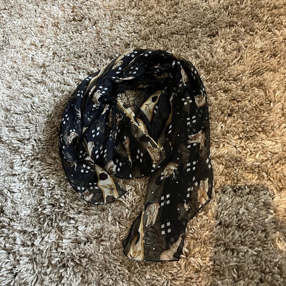 Like new black and gold semi sheer scarf - Picture 1 of 3